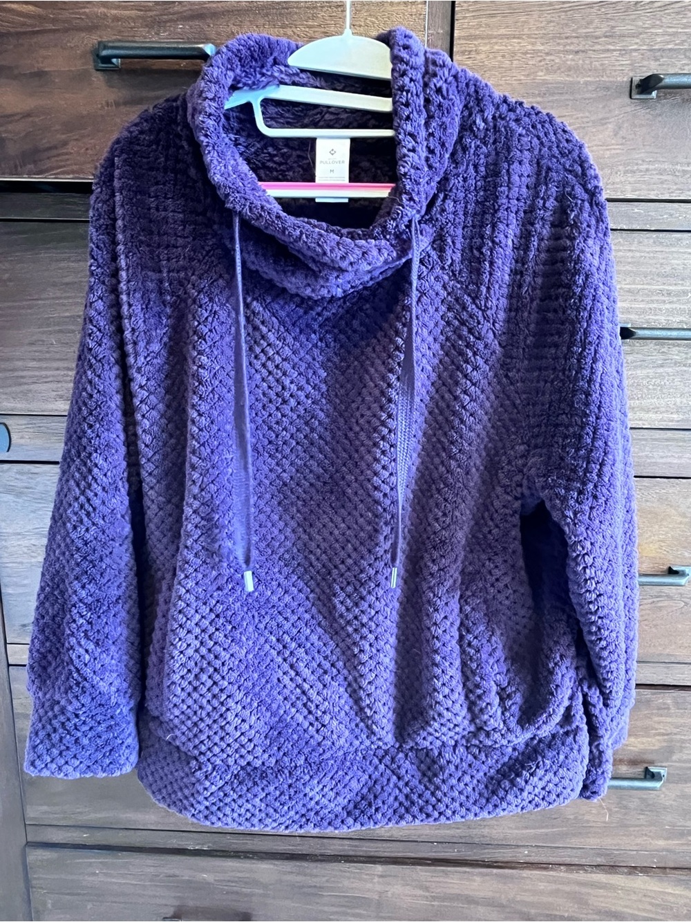 Plush Cowl Neck over sized Pullover Sweater - Purple